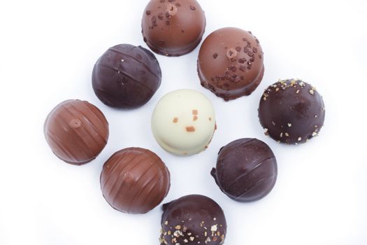 A collection of mixed chocolates and truffles