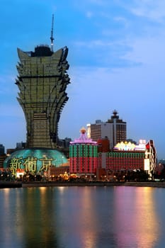 The construction scene of highrise casino building
