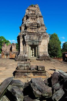 The facade view of library at East Mebon, Cambodia