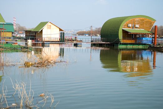 weekend house on the river with the bridge