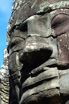 An ancient face of temple in angkor thom