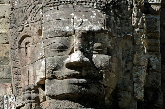 An ancient face of temple in angkor thom