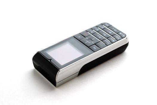 A modern mobile phone with white background