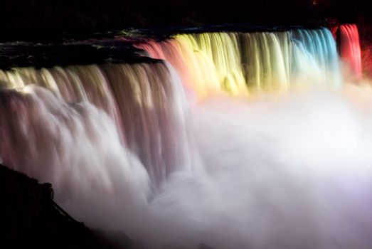 Niagara Falls in New York state at night