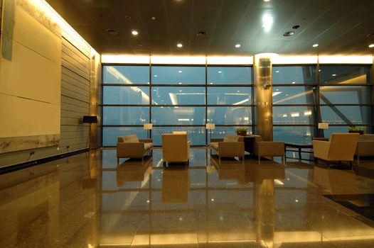 The waiting area with lounge in entertainment center