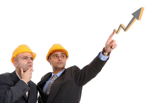 man with construction hat portrait on white background