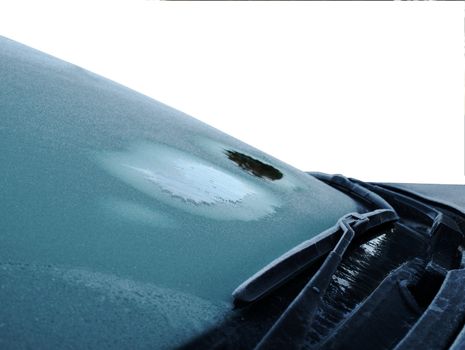 De-icing the windscreen - isolated against white