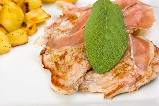 saltimbocca alla romana with potatoes