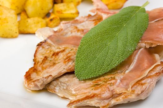 saltimbocca alla romana with potatoes