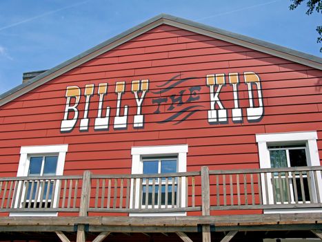 Billy the Kid Wooden building in red.