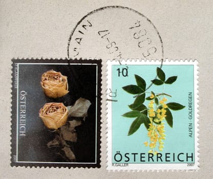 Detail of Austrian postage stamp from Austria