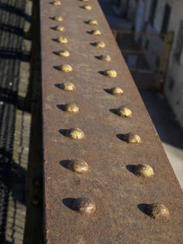 Detail of a steel beam in ancient bridge