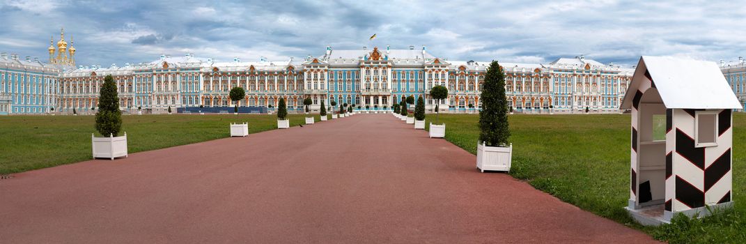 The Catherine Palace In Tsarskoye Selo, Russia. Wide XXL panorama