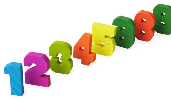 Several wooden toy figures on a white background