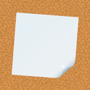 cork board with white paper note with corner curl