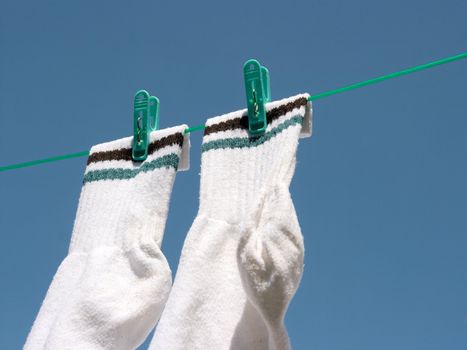 Socks hanging on the rope