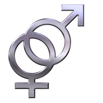 3d silver gender union isolated in white