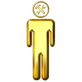 3d golden engineer isolated in white