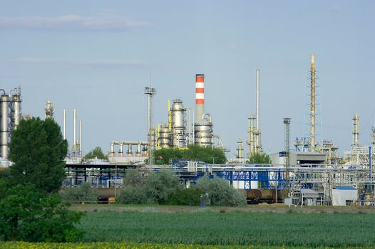 Industrial structures of an oil refinery