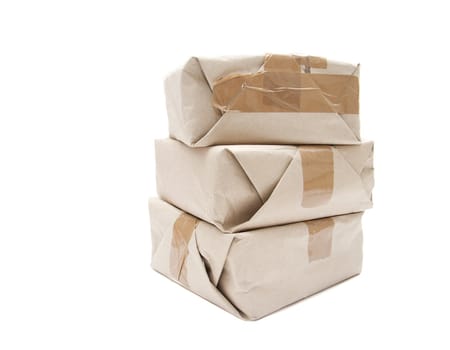 A pile of wrapped packs isolated on white