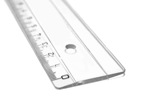 Simple plastic ruler isolated on white