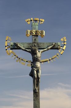 Statue of the Jesus Christ on Charles bridge in Prague from 1709. Author: Emanuel Max