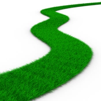 road from grass on white. Isolated 3D image