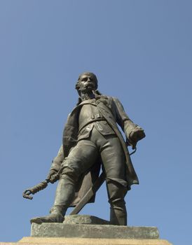 Bronze statue of Mr Pietro Micca, a local war hero in Turin, Italy