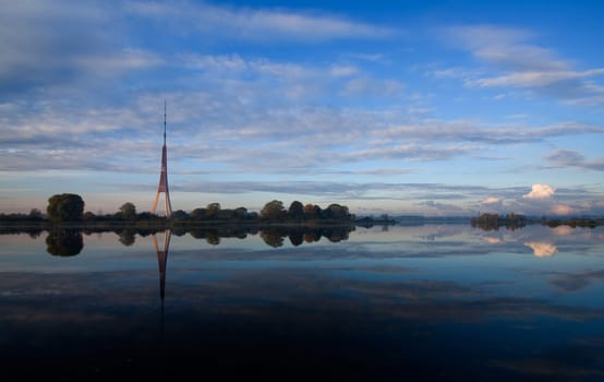 TV Tower reflection Riga Latvia