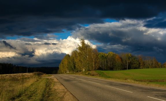 autumn road storm Sigulda Latvia
