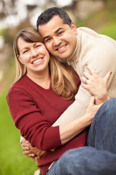 Attractive Mixed Race Couple Portrait in the Park.