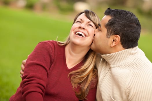 Attractive Mixed Race Couple Portrait in the Park.