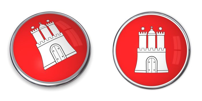 button style banner in 3D of Hamburg/Germany