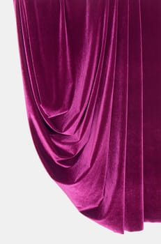 Purple fabric hanging on the white background