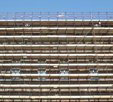 Temporary scaffold for construction works in building site