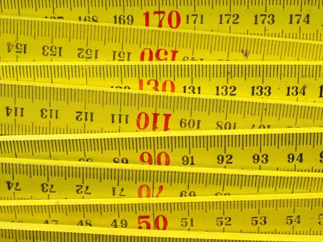 Detail of a wooden metric carpenter ruler
