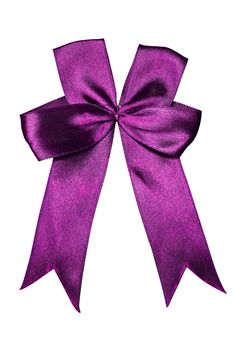 Purple beautiful bow over white with path