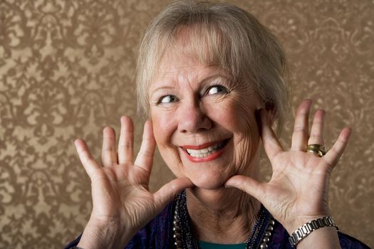 Closeup Portrait of an Eccentric Senior Lady