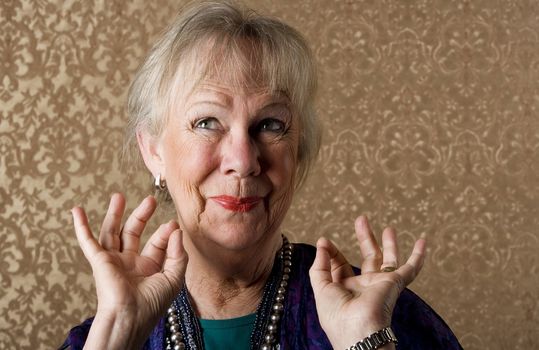 Closeup Portrait of an Eccentric Senior Lady