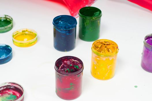 Shot of colored paints gouache, art, background