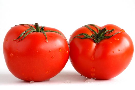 Two red, fresh, and juicy tomatoes