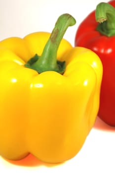 The close up picture of isolated papricas over white