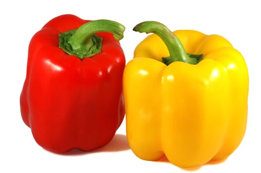 The close up picture of isolated papricas over white