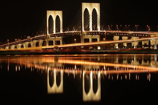 The night of Sai Van bridge in Macau