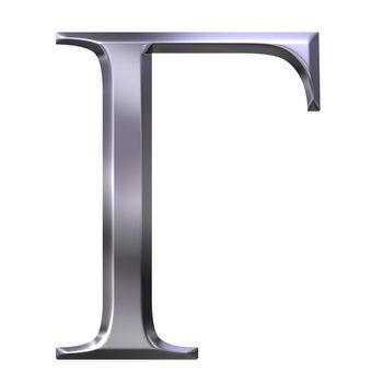 3d silver Greek letter Gamma isolated in white