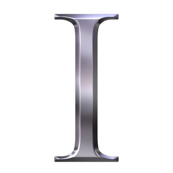 3d silver Greek letter Iota isolated in white