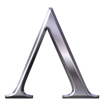 3d silver Greek letter Lambda isolated in white