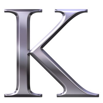 3d silver Greek letter Kappa isolated in white