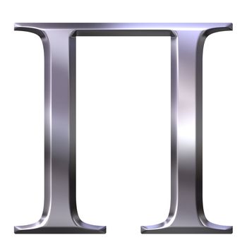 3d silver Greek letter Pi isolated in white