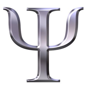 3d silver Greek letter Psi isolated in white